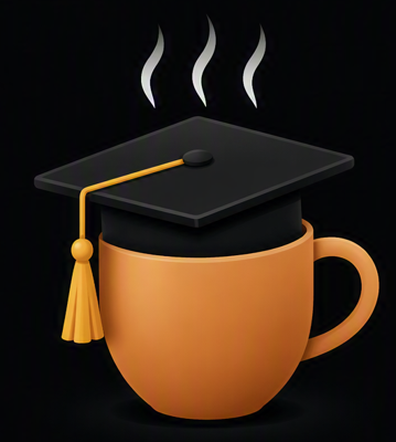 EverythingJava.space mark — a graduation cap resting on a steaming mug